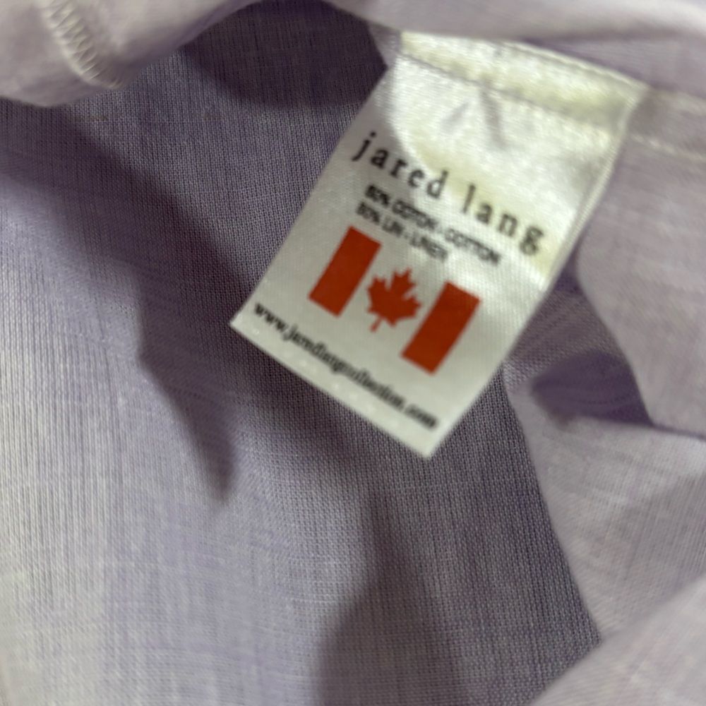 Jared Lang Lilac Luxury Classic Cotton Linen Flip Cuff Button Up Shirt L - Picture 6 of 10